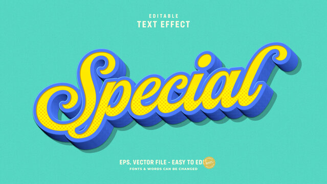 Special Retro Text Effect With Editable Eye Catching Yellow Blue Color Text Style