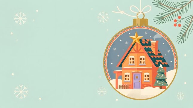 Cute gingerbread house decoration on a festive surface beautifully produced