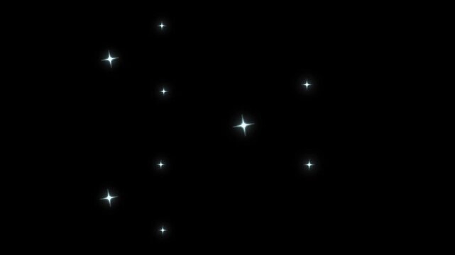 Glowing shinning stars, magical starry sky with twinkling stars, Sparkling stars shine animation on black background, Sparkle twinkle star animation, glowing white doodle stars animation.4k video