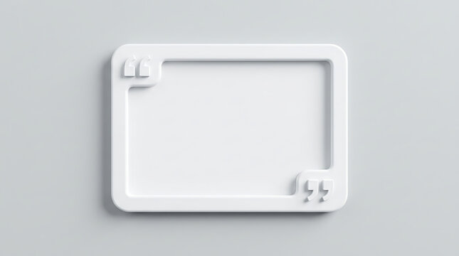White quotation frame on background with speech bubble border for message mockup