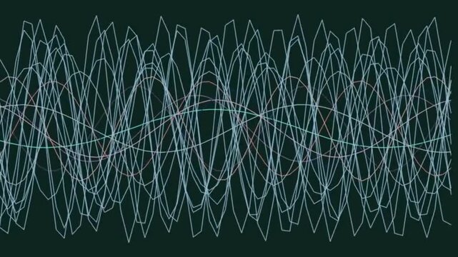 Abstract Waveforms Forming Dynamic Visual Patterns in Dark Studio