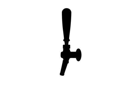 Clean flat vector silhouette of a draft beer keg dispenser tap handle