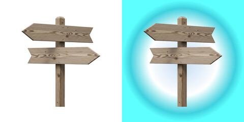 Rustic wooden signpost isolated on transparent background © MDSHAH