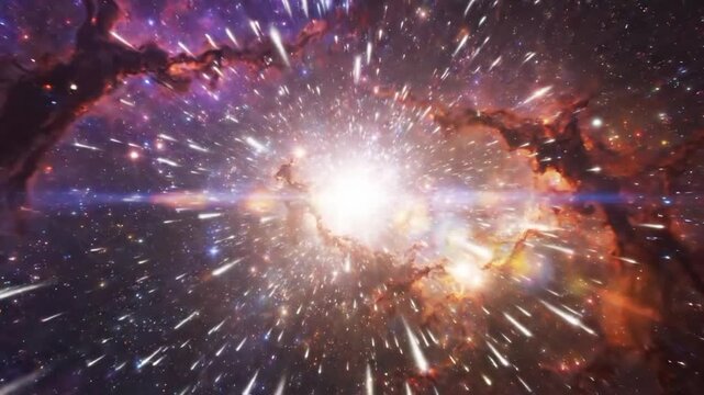 Animation of space with glowing stars and movement from a cosmic perspective