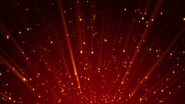 red christmas and new year celebration background with golden shiny stars glitter and particles and light flare, social media background