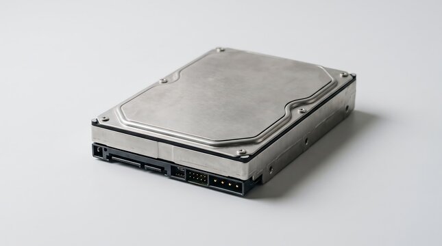 A metallic 3.5-inch computer hard disk drive is shown against a white background.