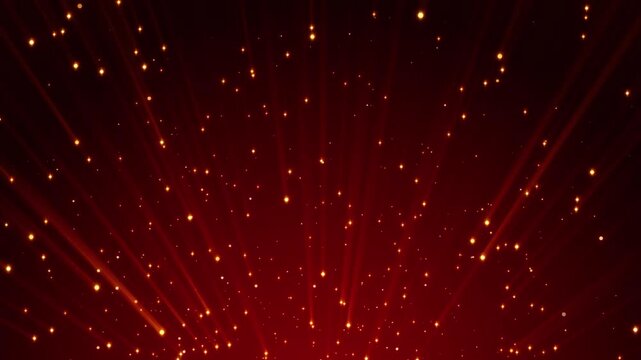 red christmas and new year celebration motion background with golden shiny stars glitter and particles and light flare, social media motion background