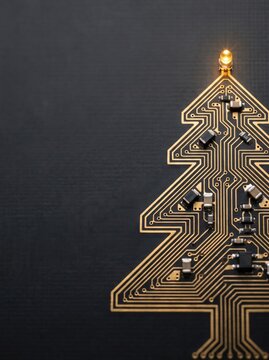 Circuit tree. Tech holiday. Digital Christmas.
