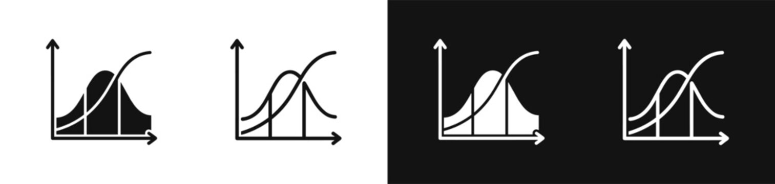 Statistical distribution graph icon set, data analysis