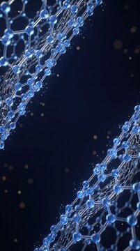 Blue molecule structure. Scientific research concept.
