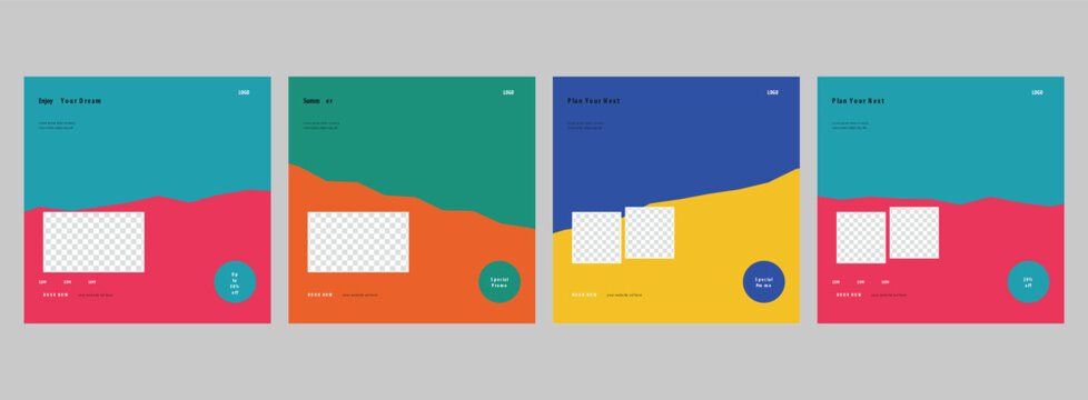 Modern vibrant social media kit featuring professional abstract poster design layouts for creative business branding and digital marketing content