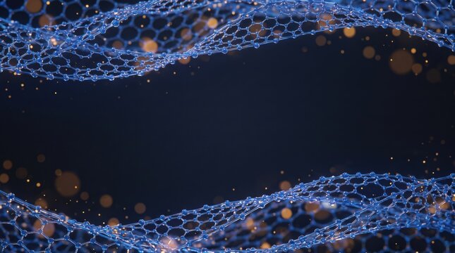 Blue molecular waves. Science background. Nano technology.