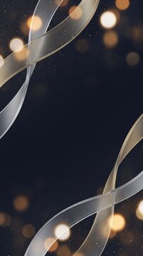 Glass ribbons and bokeh. Elegant abstract background. Luxury style.