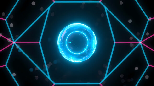 Blue neon energy halo on black void