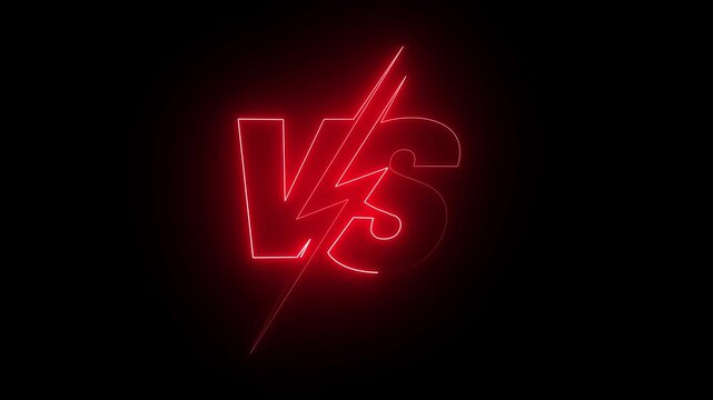 glowing neon VS versus bars icon animation on black background 4K motion video..