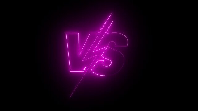 glowing neon VS versus bars icon animation on black background 4K motion video..