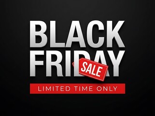 Obraz premium Black friday sale banner with silver 3d typography on a dark background