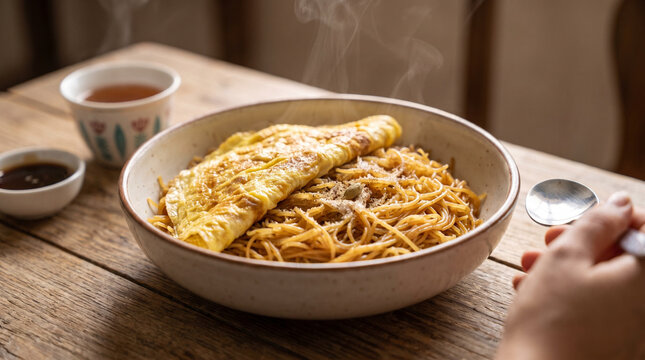 Emirati Balaleet Breakfast Sweet Vermicelli Noodles With Egg Traditional UAE Morning Meal