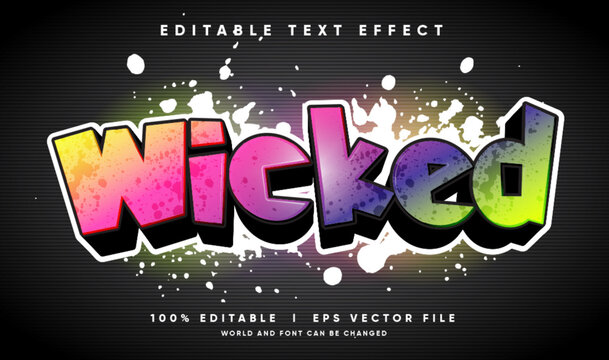 Editable Wicked Graffiti 3D Vector Text Effect Street Art Colorful Font with modern style