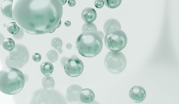 Abstract background, modern spheres and beads, 3D illustration