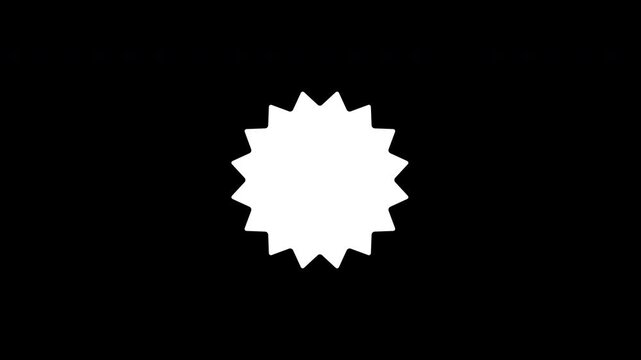 prize badge with star and ribbon white texture icon sign animation, simple badge on transparent background, 4k video
