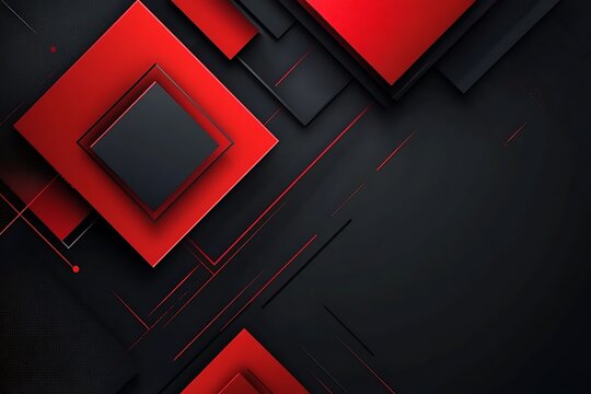 Abstract geometric composition with red and black elements modern digital art for tech backgrounds