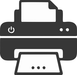 Obraz premium Black office printer desktop scanner icon vector illustration isolated on white background, document printing, hardware device, and office equipment symbol