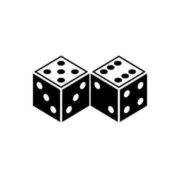 Dice pair black silhouette icon isometric style for board games casino gambling leisure activities luck and probability statistics graphic resource isolated web.