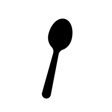 Spoon black silhouette icon flat design isolated on transparent background for kitchenware menu lists dining services restaurant cooking utensils vector element.