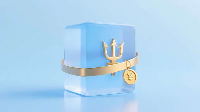 Translucent blue trident gift box
