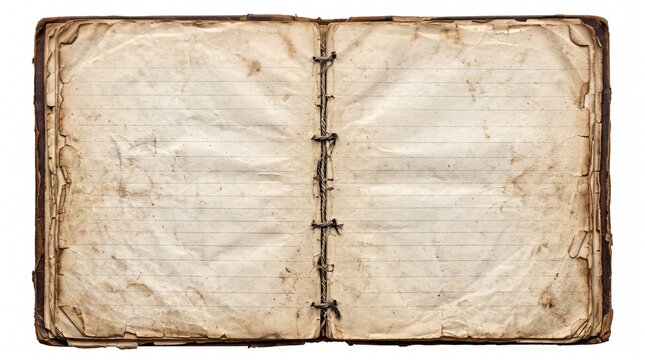 Vintage notebook open with blank lined pages