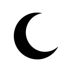 Crescent moon night sky black icon isolated on transparent background for astronomy weather forecast apps or celestial lunar space themed graphic design projects. © Mr