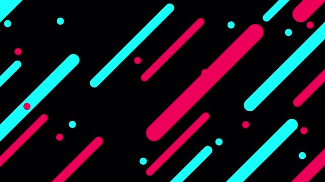 Abstract dynamic background with diagonal moving red and cyan lines and dots.