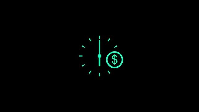 Minimalist financial time value of money clock with dollar sign financial growth