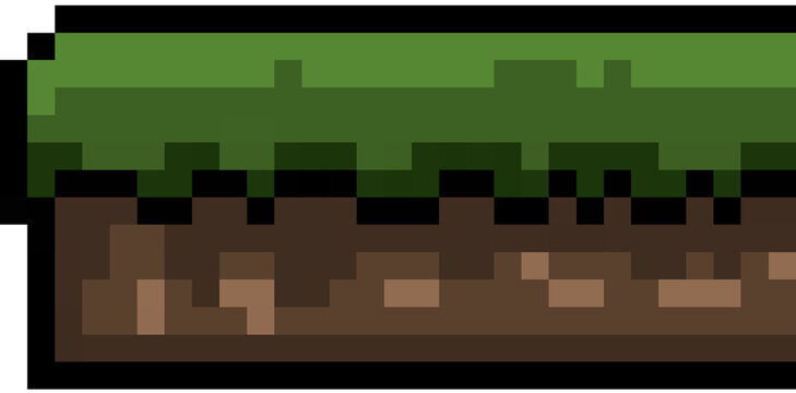 Pixel art grass block platform for game design retro 8 bit dirt tile