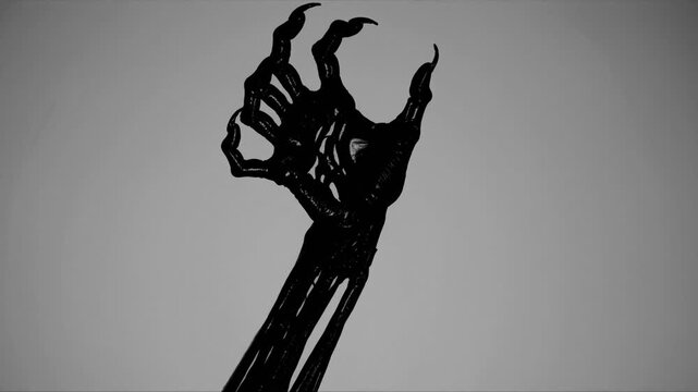 A terrifying monster claw hand reaching into view against a dark background