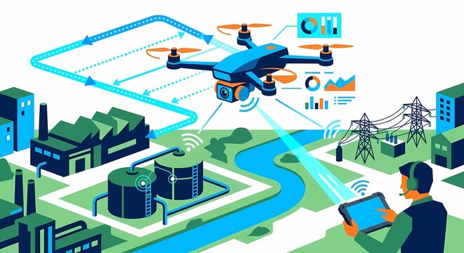 Industrial Drone Inspection and Smart Factory Automation with Remote Monitoring System