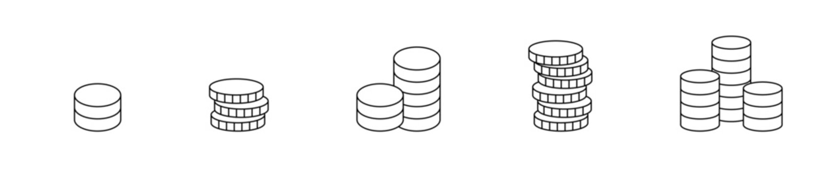 Coin stacks set line icon