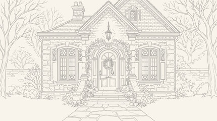 Obraz premium sketch of church in the city