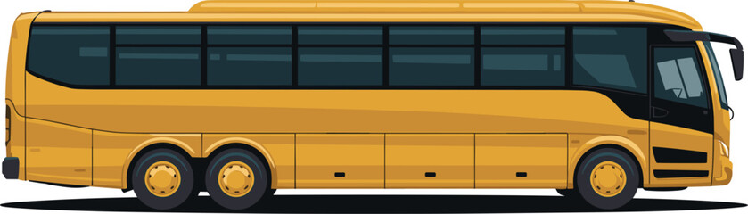 Modern yellow commercial tour bus vector illustration for passenger transit highway travel and public transportation side view © MDFARIDUR