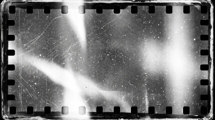 Obraz premium Old film texture with scratches, noise and light leaks. Realistic transparent overlay film texture in black-white, dust and grain. Distressed retro movie or photo negative effect of cinema nostalgia