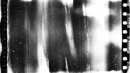 Obraz premium Old film texture with scratches, noise and light leaks. Realistic transparent overlay film texture in black-white, dust and grain. Distressed retro movie or photo negative effect of cinema nostalgia