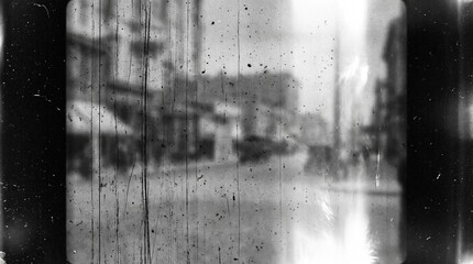 Obraz premium Old film texture with scratches, noise and light leaks. Realistic transparent overlay film texture in black-white, dust and grain. Distressed retro movie or photo negative effect of cinema nostalgia
