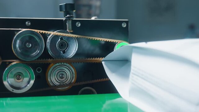 Automatic coffee packaging machine sealing finished caffeine bag after filling ready product moving through factory final package closure commercial roasting production shipment preparation process
