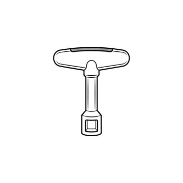 T-Handle Utility Faucet Key Line Art Illustration