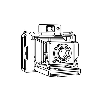 Vintage Folding Camera Outline - Retro Instant Icon