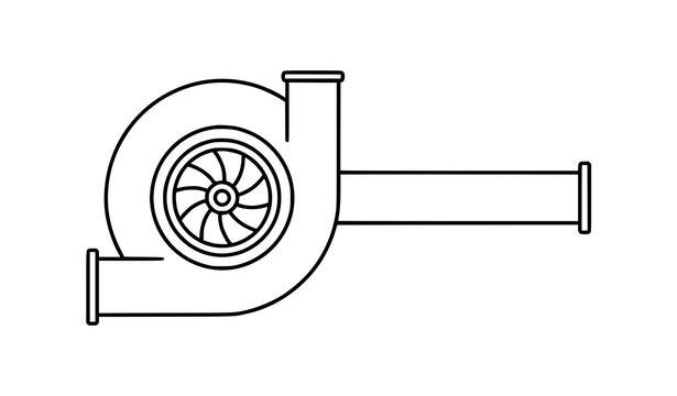 Performance Turbocharger Turbine Automotive Mechanical Linear Vector Icon