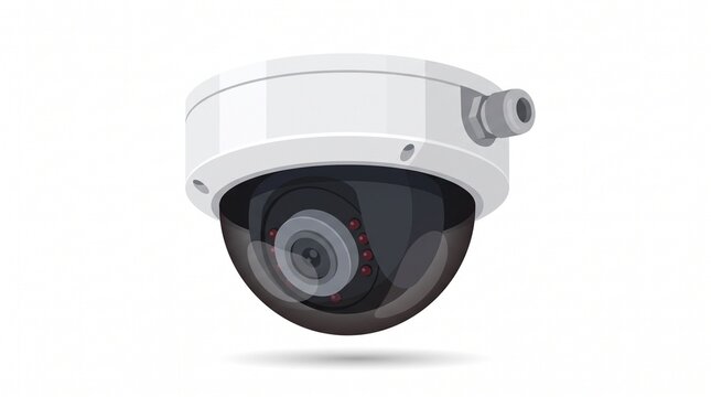 Isometric ceiling mounted dome security camera with a smoked lens