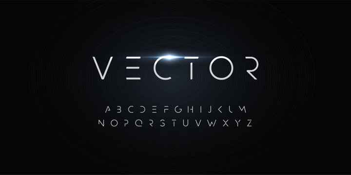 Futurism style alphabet. Thin segment line font, minimalist type for modern futuristic logo, elegant monogram, digital device and hud graphic. Minimal style letters, vector typography design.