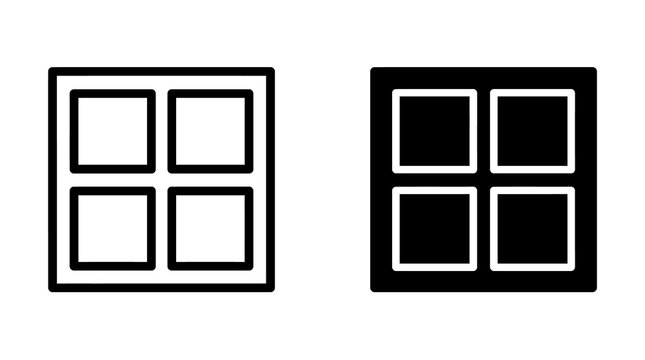 Four grid layout square icons for dashboard menu interface and app design elements.